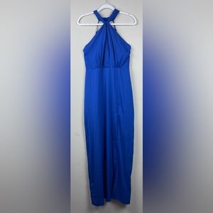 DRESS FORUM Blue Halter Maxi Dress size M